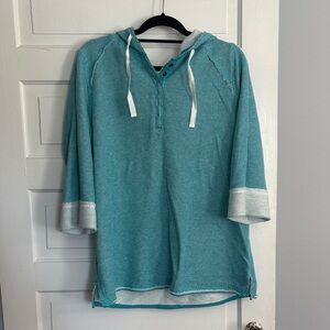Soft Surroundings Teal Knit Top with White Trim